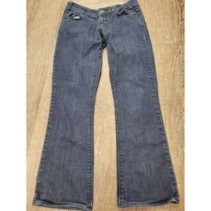 Marlow Womens Straight Leg Dark Wash Flare Denim Jeans Size 26 Short